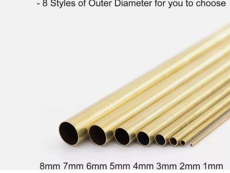 Brass Round Tube, 5mm OD 0.2mm Wall Thickness 300mm Length Fashion