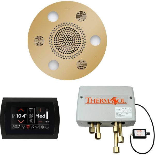 ThermaSol Wellness Shower Package with SignaTouch Round in Polished Brass Finish For Sale