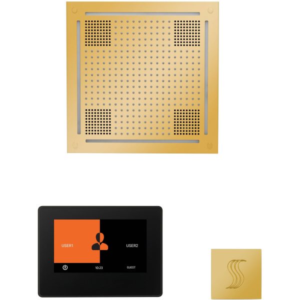 ThermaSol wellness Hydrovive Steam Package with 7  ThermaTouch Square in Polished Gold Finish For Cheap