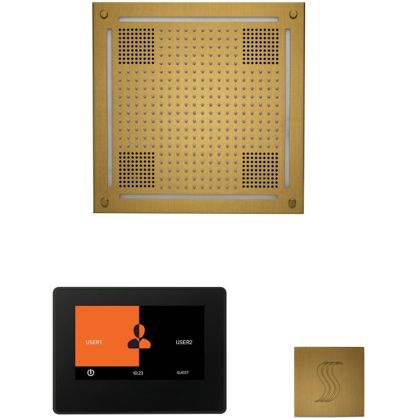 ThermaSol wellness Hydrovive Steam Package with 7  ThermaTouch Square in Antique Brass Finish Online Sale