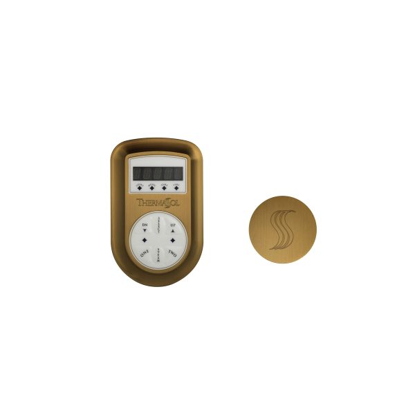 ThermaSol Signature Series Control and Steam Head Kit Round in Antique Brass Finish on Sale