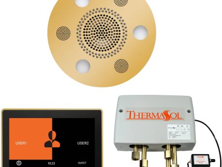 ThermaSol Wellness Shower Package with 10  ThermaTouch Round in Polished Gold Finish Fashion