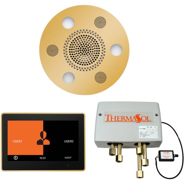 ThermaSol Wellness Shower Package with 10  ThermaTouch Round in Polished Gold Finish Fashion