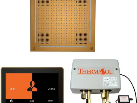 ThermaSol Wellness Hydrovive Shower Package with 10  ThermaTouch Square in Antique Brass Finish Online