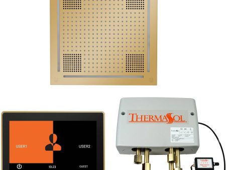 ThermaSol Wellness Hydrovive Shower Package with 10  ThermaTouch Square in Polished Brass Finish Online