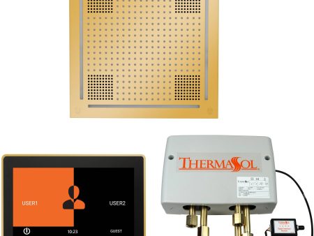 ThermaSol Wellness Hydrovive Shower Package with 10  ThermaTouch Square in Polished Gold Finish Online