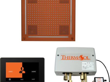 ThermaSol Wellness Hydrovive Shower Package with 7  ThermaTouch Square in Antique Brass Finish Discount