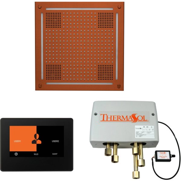 ThermaSol Wellness Hydrovive Shower Package with 7  ThermaTouch Square in Antique Brass Finish Discount