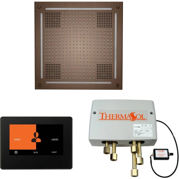 ThermaSol Wellness Hydrovive Shower Package with 7  ThermaTouch Square in Antique Nickel Finish Cheap