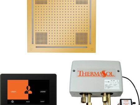 ThermaSol Wellness Hydrovive Shower Package with 7  ThermaTouch Square in Polished Gold Finish Discount