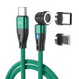 ENKAY HAT PRINCE 2m 540-degree Rotating Magnetic Charging Cable 2-in-1 PD 60W Type-C to 8-Pin + Type-C Data Cord with LED Light Supply