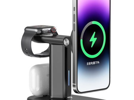 JJT-A70 3-in-1 15W Magnetic Rotatable Wireless Charger Watch Headset Phone Desktop Charging Stand Cheap