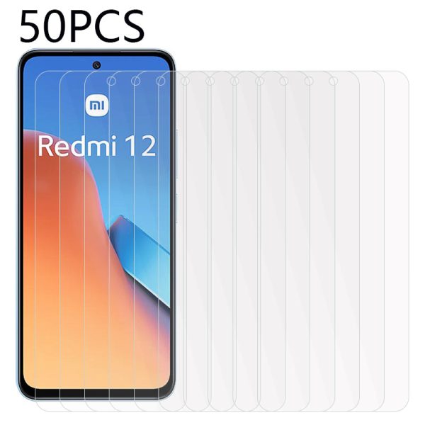 50PCS For Xiaomi Redmi 12 4G Tempered Glass Screen Protector Anti-explosion HD Clear Phone Screen Film on Sale