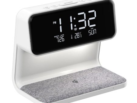 3-in-1 10W Cell Phone Wireless Charger with Bedside Lamp, LCD Alarm Clock for Home (EU Plug) Sale