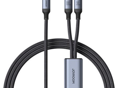 JOYROOM SA21-1T2 Speedy Series 1.5m 100W Fast Charging Cable Nylon Braided Cord 2-in-1 Type-C to iP+Type-C Charger Adapter For Cheap