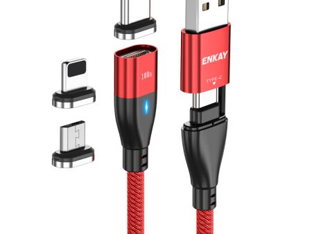 ENKAY HAT PRINCE 6-in-1 2m PD 100W Magnetic Charging Cable Type-C   USB-A to IP   Type-C   Micro USB Phone Data Cord Online now