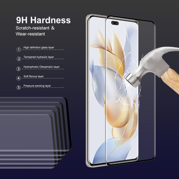 ENKAY HAT PRINCE 2PCS For Honor 90 Pro Full Glue Tempered Glass Screen Protector 0.26mm 9H 3D Curved Edge Film For Discount