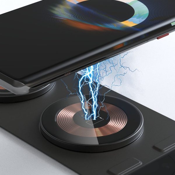 T01 3-in-1 Foldable Wireless Charger Magnetic Wireless Fast Charging Station Pad for iPhone iWatch Earphone Supply