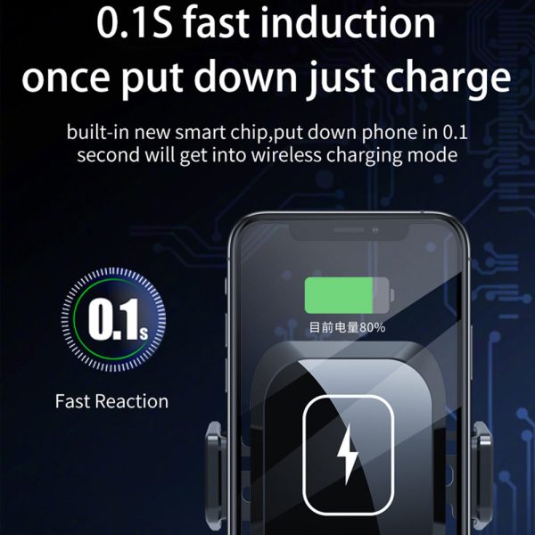 X11 Car Wireless Charger 15W Fast Charging Phone Mount Holder 3-Axis Car Charger with Air Outlet Holder (without Capacitor) Online Hot Sale