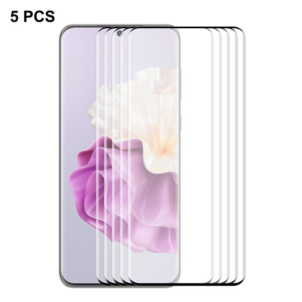 ENKAY HAT PRINCE 5PCS For Huawei P60   P60 Pro   P60 Art Screen Protector 3D Curved Tempered Glass Side Glue Full Cover Film For Sale