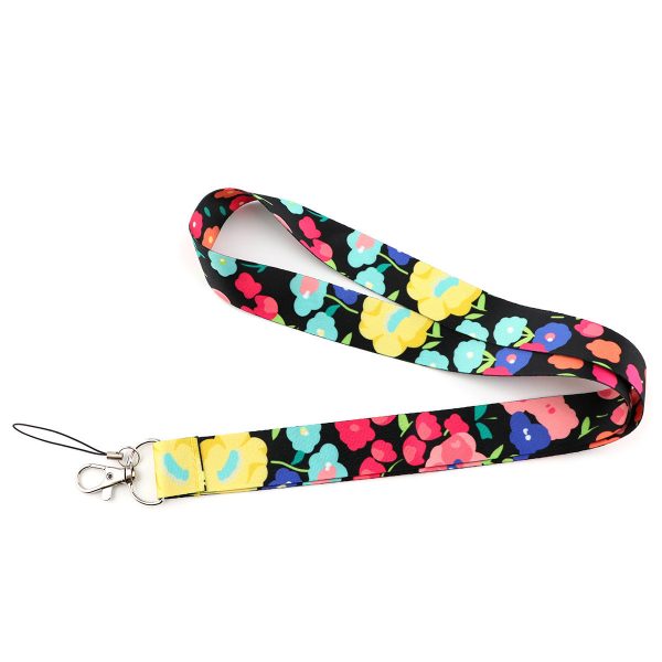 Flower Pattern Mobile Phone Nylon Anti-lost Lanyard Camera Cellphone Name Tag Neck Strap For Discount